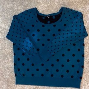 Torrid polka dot sweater in dark teal/black.